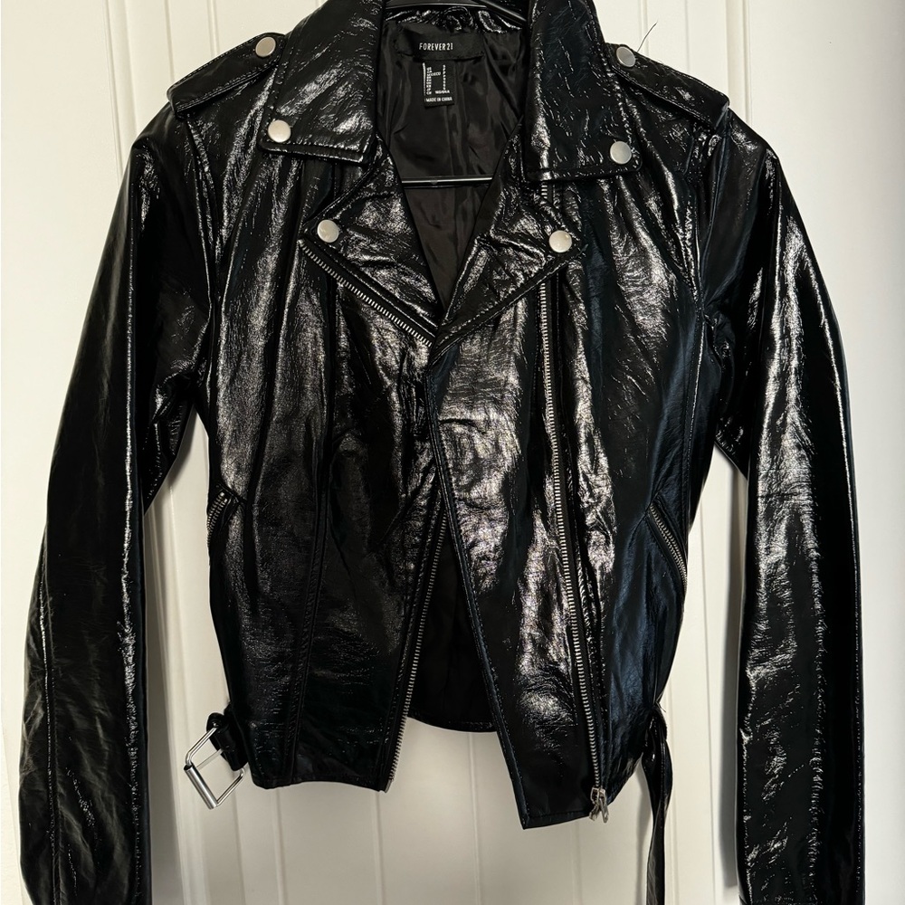Forever 21 Shiny Black Leather Jacket